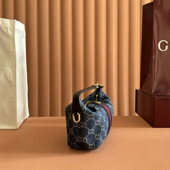 Gucci Ophidia Gg Mini Skuldertaske Blå Denim Skuldertaske