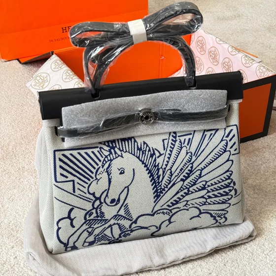 Hermes Herbag Zip Pegase Pop Wit/Blauw/Zwart Bovenhandgreep
