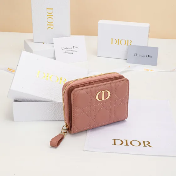 Dior Dior Caro Compact Zipped Wallet Rose Pink Wallet