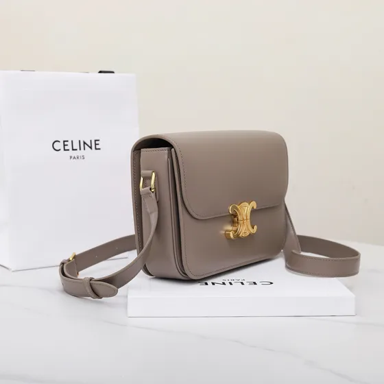 Celine Triomphe Pebble Gray Sac épaule