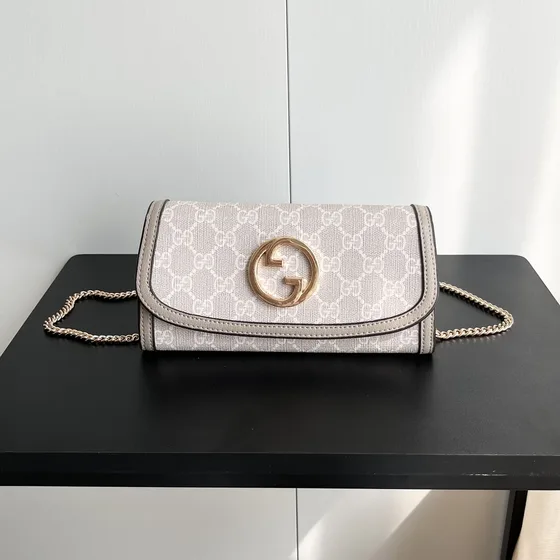 Gucci Gg Supreme Chain Wallet 725215 Beige Oatmeal 21 10 5cm Woc