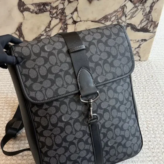 Coach Blaine Backpack In Signature Canvas Charcoal Black Backpack
