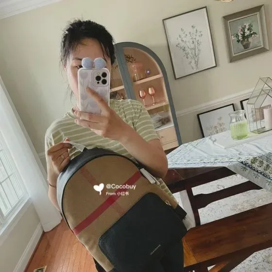 Burberry Canvas Check Backpack Camel Black Backpack