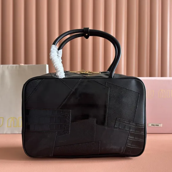 Miu Miu Patchwork جلد Top-Handle Bag أسود Top Handle