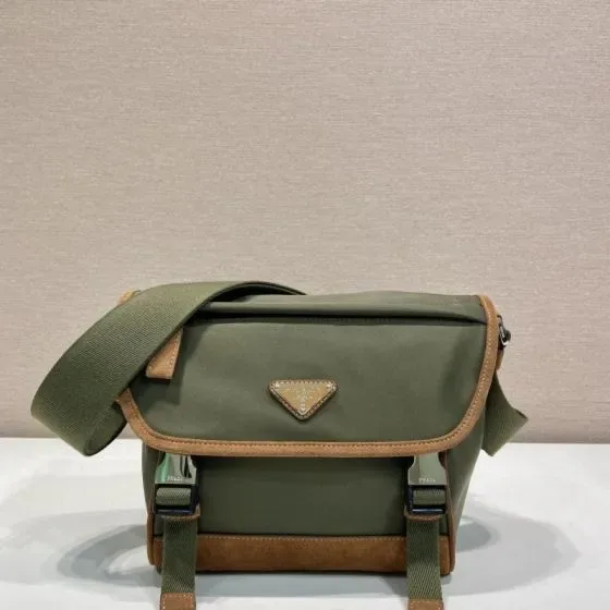 Prada Re-Nylon And Suede Shoulder Bag Military Green Crossbody