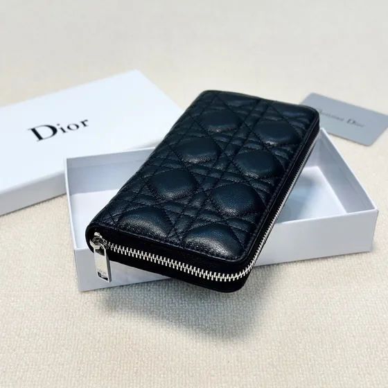 Dior Lady Dior Long Zipped Cüzdan Siyah Cüzdan