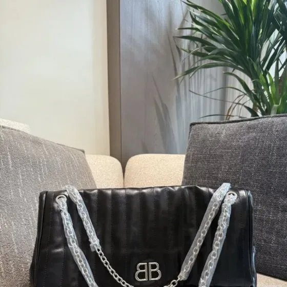 Balenciaga Monaco Medium Chain Bag Black Shoulder Bag