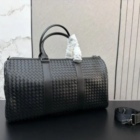 Bottega Veneta Intrecciato Medium Duffel Bag Dark Grey Top Handle