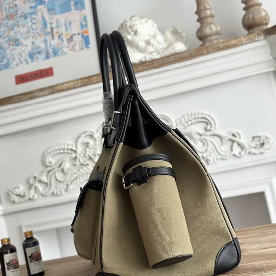 Hermes Birkin 40 Cargo Khaki/สีดำ Top Handle