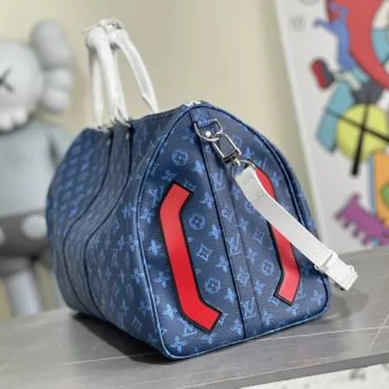 Louis Vuitton Keepall Bandouli re 50 Blue Monogram 50 travel