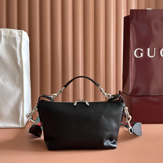 Gucci Gucci Horsebit Chain Medium Skuldertaske Sort Tophåndtag