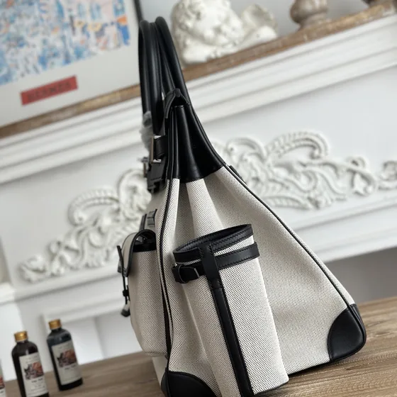 Hermes Hac Birkin Cargo أسود And بيج Top Handle