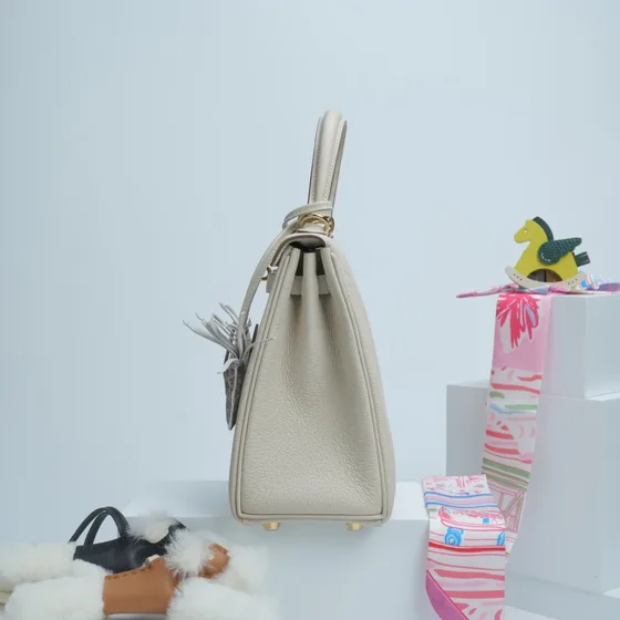 Hermes Kelly Krem Tophåndtak
