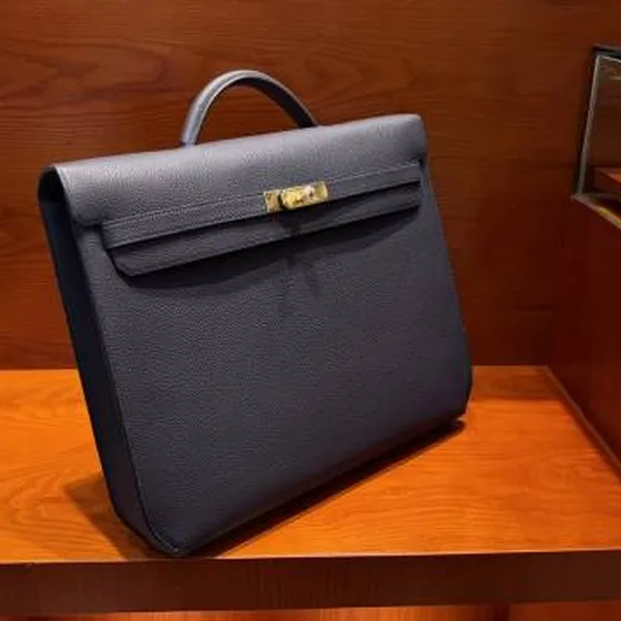 Hermes Kelly Depeches Marineblau Leder business