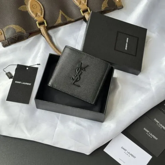 YSL Cassandre Matelass Bi-Fold Wallet Black Wallet