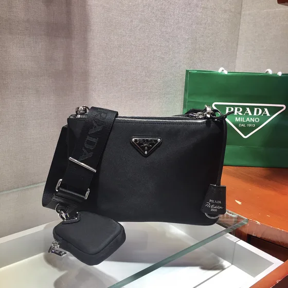 Prada Re-Nylon Shoulder Bag With Pouch Black Crossbody
