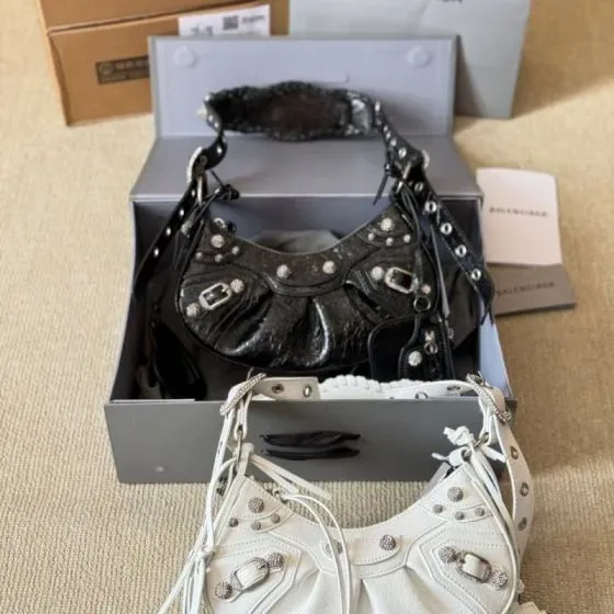 Balenciaga Le Cagole Black White Shoulder Bag