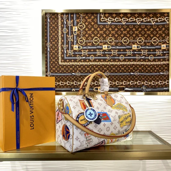 Louis Vuitton Speedy Bandouliere Hvid Tophåndtag