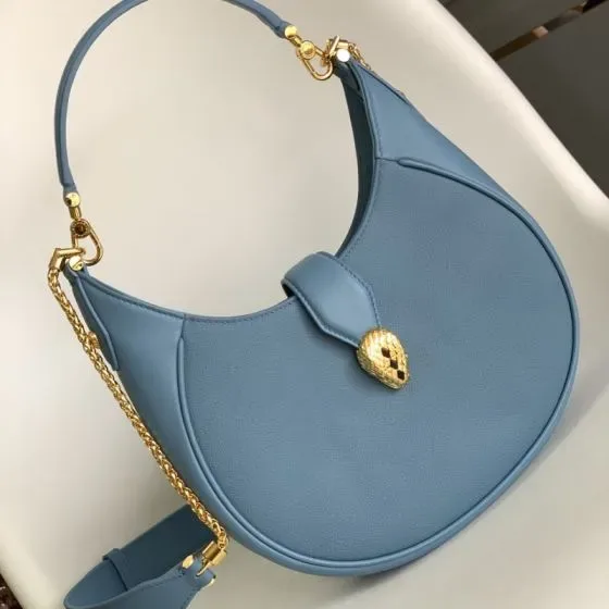 Bvlgari Serpenti Ellipse Hobo Bag Light Blue Hobo