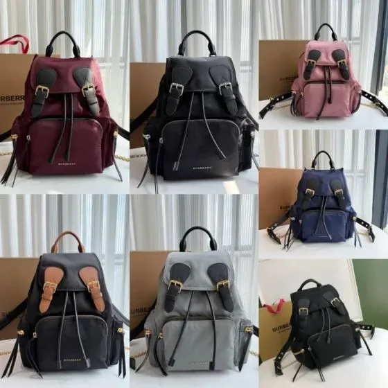 Burberry The Medium Rucksack In Technical Nylon And Leather Multicolor Backpack