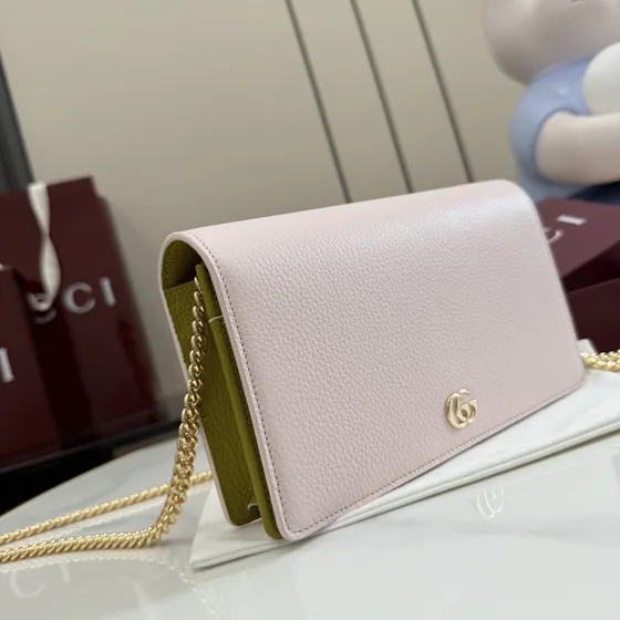 Gucci Gg Marmont Chain Portafoglio Light Rosa Woc