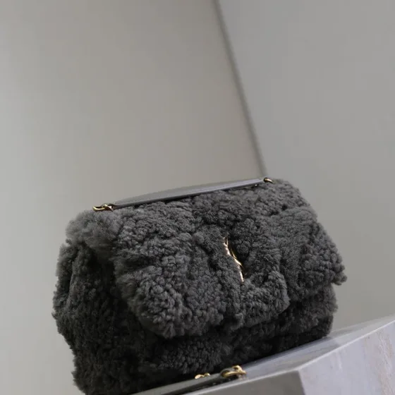 YSL Jamie 4.3 Shearling Shoulder Bag Gray Shoulder Bag