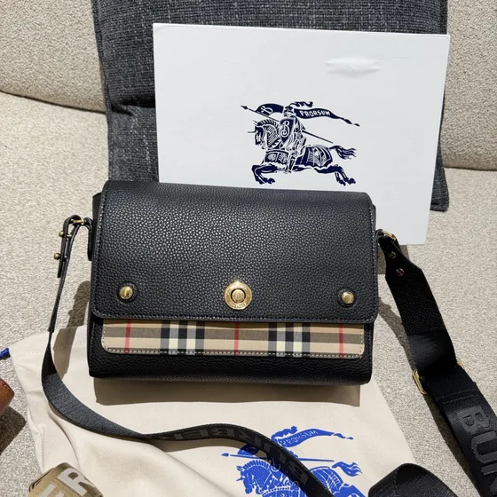Burberry Vintage Check Note Crossbody Bag Black Crossbody