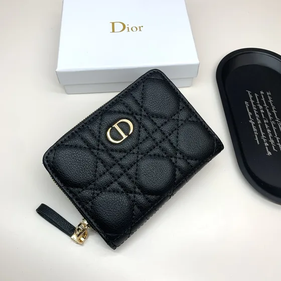 Dior Dior Caro Compact Zipped Cartera Negro Cartera