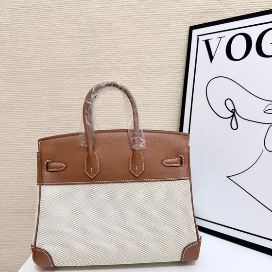 Hermes Birkin Brown Beige Top Handle