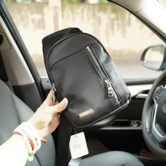 Prada Re-Nylon Sling Backpack Black Belt Bag