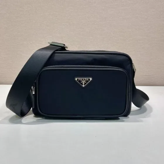 Prada Re-Nylon And Saffiano Leather Shoulder Bag Black Crossbody