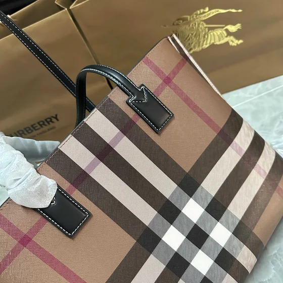 Burberry Check Tote Tan Check Bolso tote