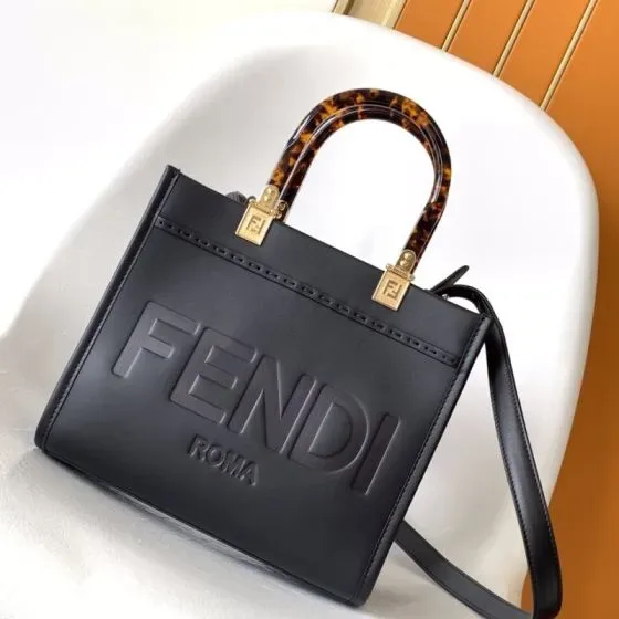 Fendi Sunshine Shopper Small Black Tote Bag