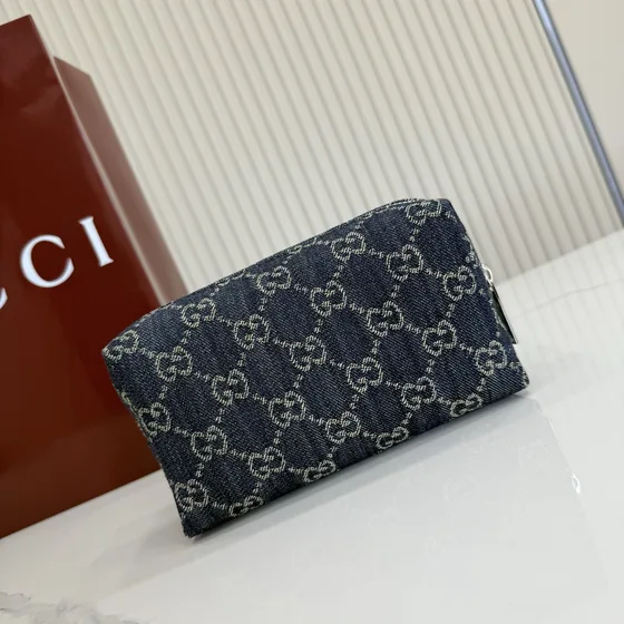Gucci Gg Denim Cosmetic Portaoggetti Dark Blu Portaoggetti