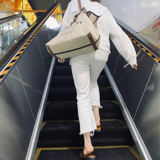 Burberry Horseferry Print Canvas Tote Bag Beige Brown Tote Bag