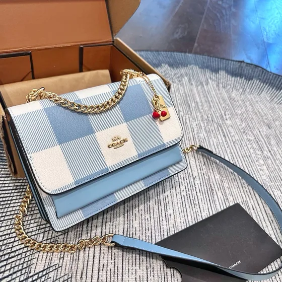 Coach Klare Crossbody Blue White Plaid Crossbody