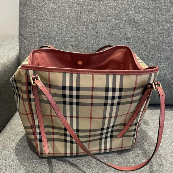Burberry Horseferry Check Tote Beige/Rose Rosa Bolso tote