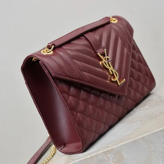 YSL Envelope Skuldertaske Burgund Skuldertaske