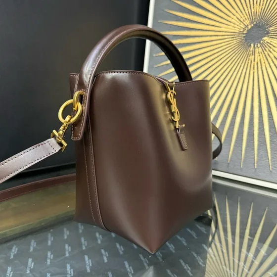 YSL Le 37 Mini Bucket Bag Dark بني Top Handle