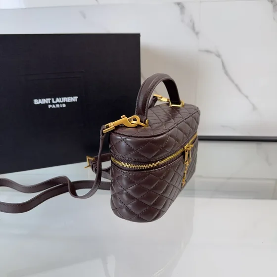 YSL Gaby Vanity Case Bag Dark Kahverengi Crossbody
