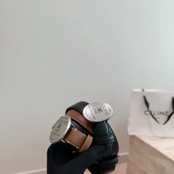 Celine Triomphe Belt Black Belt