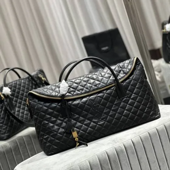 Saint Laurent Black quilted leather travel