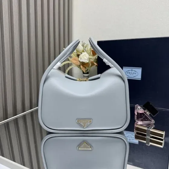 Prada Prada Darling Leather Shoulder Bag Light Blue Hobo