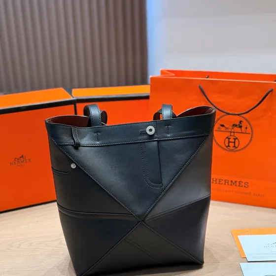 Loewe Puzzle Fold Tote Schwarz Shoppertasche