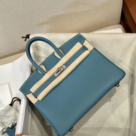Hermes Birkin 25 Blue Jean 25cm Top Handle