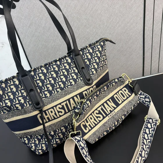 Dior Diorstar Shopping Tote Beige And Marineblauw / Gray Tote tas