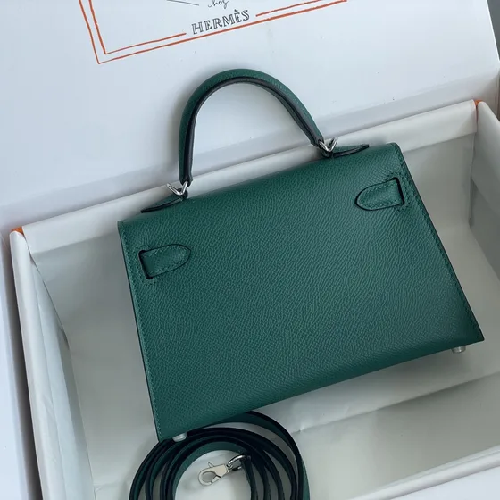 Hermes Mini Kelly Malachite Verde Alça superior
