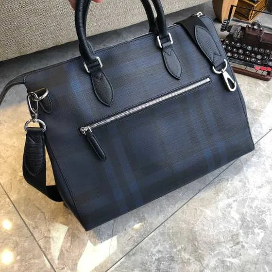 Burberry Aktetas Marineblauw Check 40x30x9cm business
