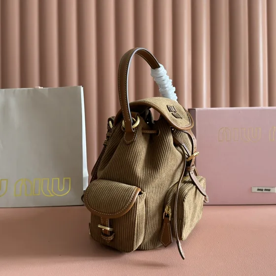 Miu Miu Corduroy Рюкзак Khaki/Коричневый Рюкзак