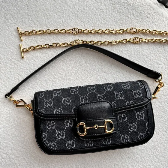 Gucci Horsebit 1955 Small Shoulder Bag أسود 24*13*5.5cm Shoulder Bag